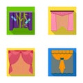 Embroidery, textiles, furniture and other web icon in flat style.Curtains, stick, cornices, icons in set collection.