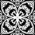 Embroidery textured vector seamless pattern. Black and white floral grunge background. Tapestry wallpaper. Damask Royalty Free Stock Photo