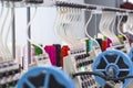 Embroidery threads on a production embroidery machine