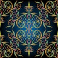 Tapestry grunge floral seamless pattern. Royalty Free Stock Photo