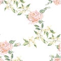 Embroidery vintage floral seamless pattern with red roses.