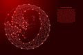 Embryo, human fetus in womb, from futuristic polygonal red lines and glowing stars for banner, poster, greeting card. Vector Royalty Free Stock Photo