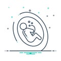 Black mix icon for Embryo, pregnant and fetus