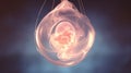 Embryonic form cradled in a glowing, swirling enclosure. Concept of beginning of life, growth, potential, and futurism Royalty Free Stock Photo