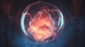 Embryonic form cradled in glowing, swirling enclosure. Concept of beginning of life, growth, potential, and futurism Royalty Free Stock Photo