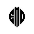EMD circle letter logo design with circle and ellipse shape. EMD ellipse letters with typographic style. The three initials form a Royalty Free Stock Photo