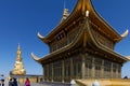 Emei Shan hilltop statue of Buddha and the temple Royalty Free Stock Photo