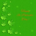 Emerald Background with Paper Shamrock