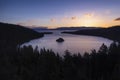 Emerald Bay and Fannette Island at sunrise, South Lake Tahoe, California, United States Royalty Free Stock Photo