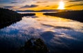Emerald Bay Sunrise perfect reflections of Golden Sunrise and Mirrored Forests around Lake Tahoe California Royalty Free Stock Photo