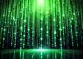 Emerald Binary Code Cascades A Futuristic Digital Art Display of Dynamic Data Streams and Encrypted Algorithms Royalty Free Stock Photo