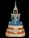 Emerald Buddha body blue on black background. Royalty Free Stock Photo