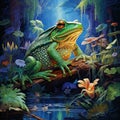 Emerald Bullfrog Amidst Greenery