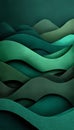 Emerald Cascade Abstract Design with Wavy Paper Art for Natural Theme Projects and Decor Elements Royalty Free Stock Photo