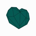 Emerald color geometrÃÂ±c heart on a whÃÂ±te background Royalty Free Stock Photo