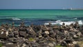 Emerald color ocean in Jeju Island, South Korea Royalty Free Stock Photo