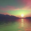 Emerald color sky at Sunset, color gradient background. AI-Generated. Royalty Free Stock Photo