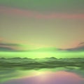 Emerald color sky at Sunset, color gradient background. AI-Generated. Royalty Free Stock Photo