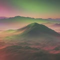 Emerald color sky at Sunset, color gradient background. AI-Generated. Royalty Free Stock Photo