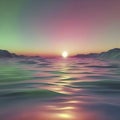 Emerald color sky at Sunset, color gradient background. AI-Generated. Royalty Free Stock Photo