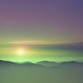 Emerald color sky at Sunset, color gradient background. AI-Generated. Royalty Free Stock Photo