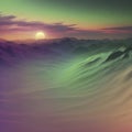 Emerald color sky at Sunset, color gradient background. AI-Generated. Royalty Free Stock Photo