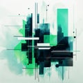 Emerald And Cyan: A Futuristic Abstract Artwork In Minimalist Style
