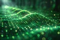 Emerald Data Waves: A Symphony in Tech Minimalism. Concept Tech Industry, Data Visualization,