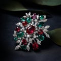 an emerald and diamond brooch generative AI