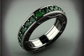 Emerald and Diamond Eternity Ring created with generative AI technology Royalty Free Stock Photo