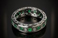 Emerald and Diamond Eternity Ring created with generative AI technology Royalty Free Stock Photo