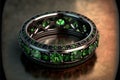 Emerald and Diamond Eternity Ring created with generative AI technology Royalty Free Stock Photo