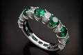 Emerald and Diamond Eternity Ring created with generative AI technology Royalty Free Stock Photo