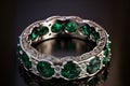 Emerald and Diamond Eternity Ring created with generative AI technology Royalty Free Stock Photo