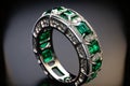 Emerald and Diamond Eternity Ring created with generative AI technology Royalty Free Stock Photo