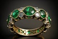 Emerald and Diamond Eternity Ring created with generative AI technology Royalty Free Stock Photo