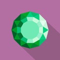 Emerald diamond icon, flat style.