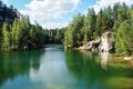 Emerald forest and lake in Adrspach, Czech Republic