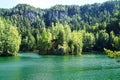 Emerald forest and lake in Adrspach, Czech Republic