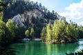 Emerald forest and lake in Adrspach, Czech Republic