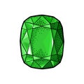 Emerald gem stone. Vintage color engraving illustration