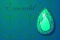 Emerald gemstone on pattern background