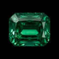 Emerald gemstone with rectangular emerald cut and faceted surfaces jewel precious stone Royalty Free Stock Photo