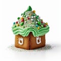 Emerald Gingerbread House With Christmas Cookie Sprinkles