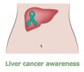 Emerald Green color ribbon. Liver cancer awareness.
