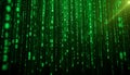 Emerald Green Digital Rain: Abstract Data Stream Visual Royalty Free Stock Photo