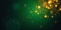Emerald Green Festive Background Gold Stars Lights Bokeh Royalty Free Stock Photo