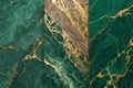 Emerald green and gold marble texture Royalty Free Stock Photo