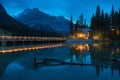 Emerald Lake in Beautiful British Columbia Canada Cozy Cabin in Canada during fall Emerald lake waterton lakes national park. Royalty Free Stock Photo