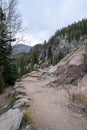 The Emerald Lake hiking trail leads to three lakes in Rocky Mountain National Park in Colorado Royalty Free Stock Photo